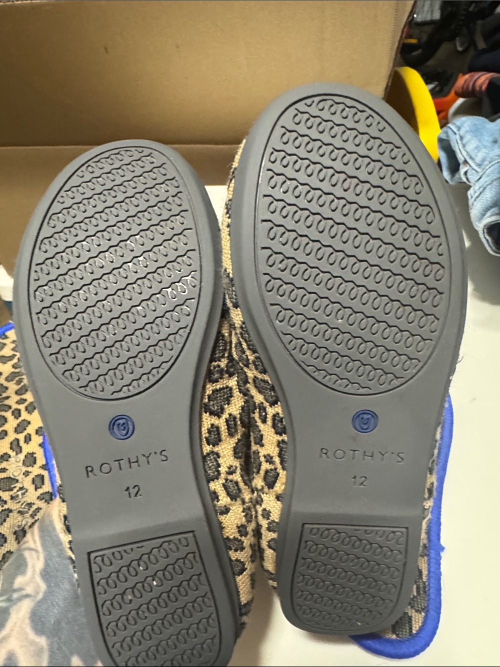 Rothy's The Kids Loafer - Cheetah print with with Blue trim - Picture 9 of 9